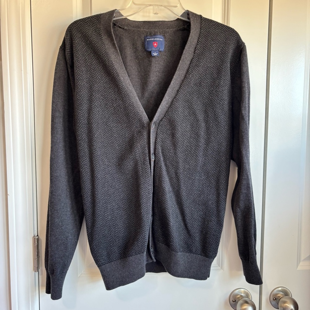 BN2 Saddlebred Cotton Grandpa‎ Cardigan Houndstooth Print Sweater Women Small - Picture 4 of 8